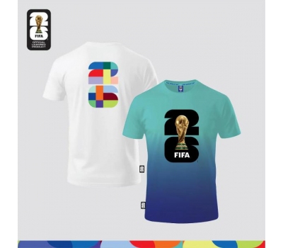 FIFA World Cup 2026™ Unisex 100% Combed Cotton Tee - White + FIFA World Cup 2026™ Unisex Microfiber Dry-Fit Jersey Turquoise/ Blue (MY ONLY)